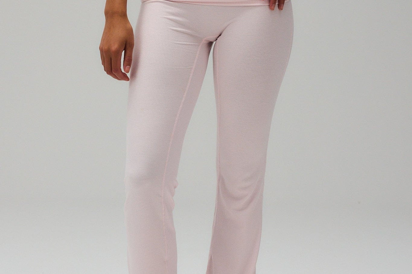Exercere Tights Rib Fold Over Pants - Soft Pink