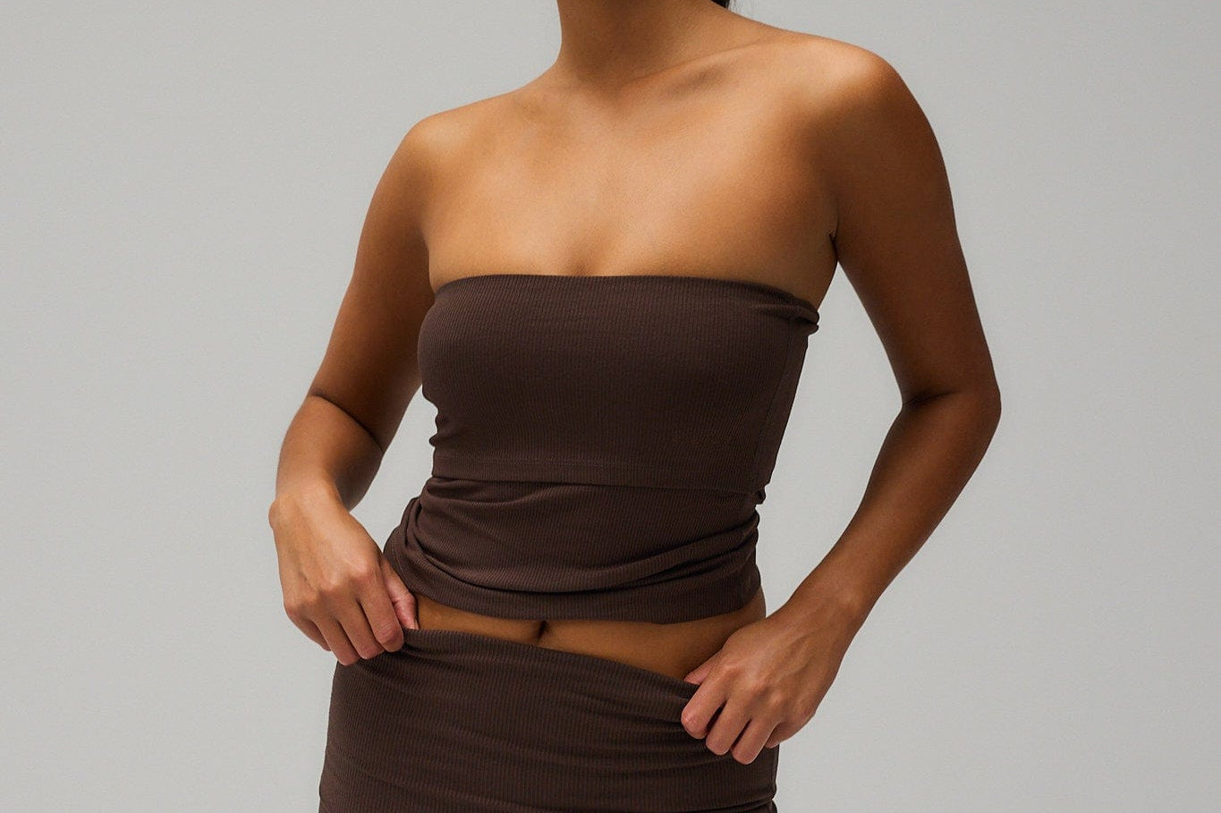 Exercere Shorts Rib Fold Over Shorts - Pecan Brown